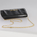 CELINE Chain Shoulder Bag Patent leather Black Auth 108958-6