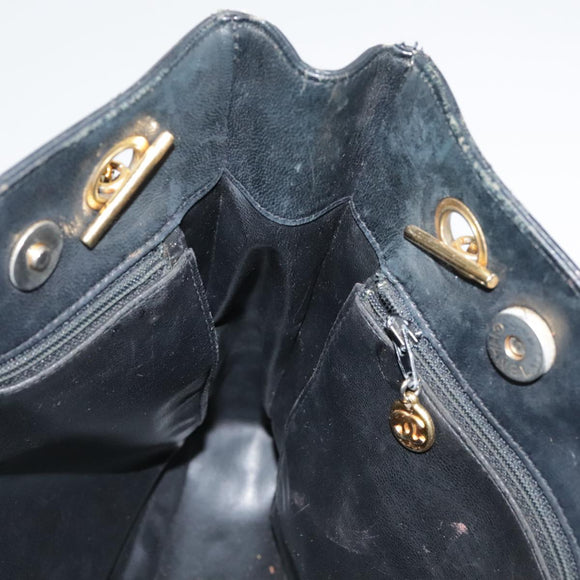 CHANEL Matelasse Chain Shoulder Bag Leather Gold Black CC Auth 108965