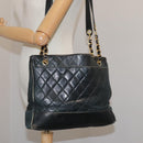 CHANEL Matelasse Chain Shoulder Bag Leather Gold Black CC Auth 108965-25