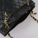 CHANEL Matelasse Chain Shoulder Bag Leather Gold Black CC Auth 108965-6