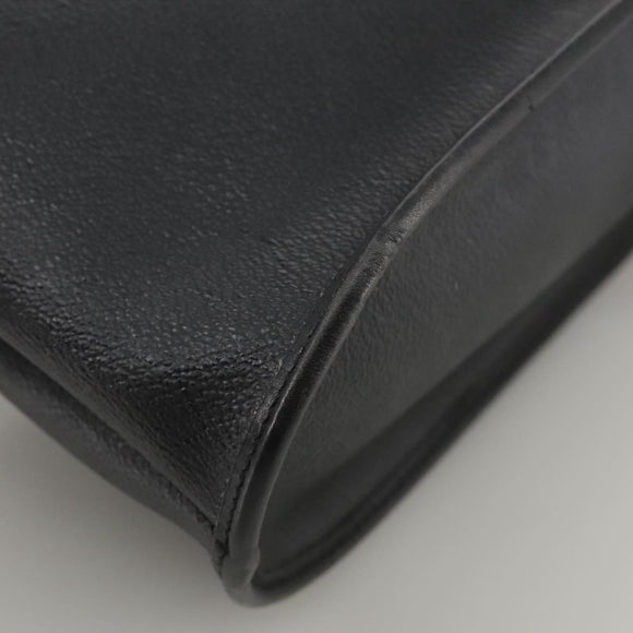 Christian Dior Honeycomb Canvas Shoulder Bag PVC Leather Black Gold Auth 109067