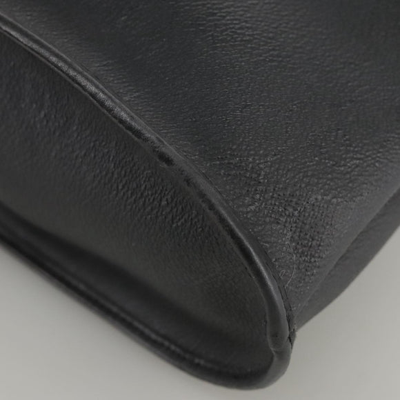 Christian Dior Honeycomb Canvas Shoulder Bag PVC Leather Black Gold Auth 109067