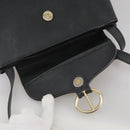 Christian Dior Honeycomb Canvas Shoulder Bag PVC Leather Black Gold Auth 109067-9