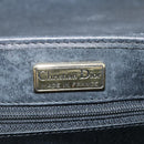 Christian Dior Honeycomb Canvas Shoulder Bag PVC Leather Black Gold Auth 109067-10