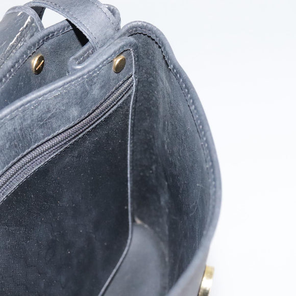 Christian Dior Honeycomb Canvas Shoulder Bag PVC Leather Black Gold Auth 109067