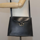 Christian Dior Honeycomb Canvas Shoulder Bag PVC Leather Black Gold Auth 109067-25