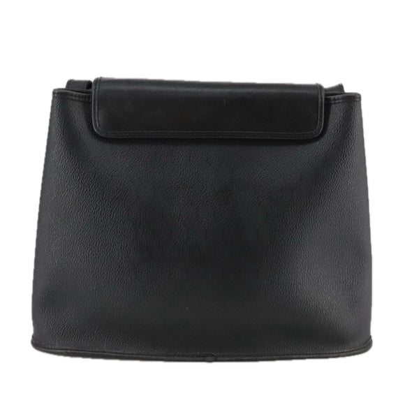 Christian Dior Honeycomb Canvas Shoulder Bag PVC Leather Black Gold Auth 109067