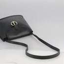 Christian Dior Honeycomb Canvas Shoulder Bag PVC Leather Black Gold Auth 109067-7