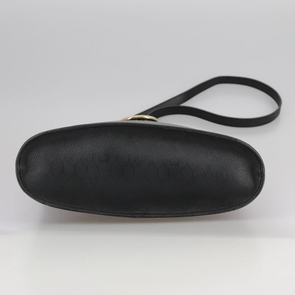 Christian Dior Honeycomb Canvas Shoulder Bag PVC Leather Black Gold Auth 109067