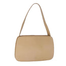 PRADA Shoulder Bag Leather Beige Silver Auth 109082-1