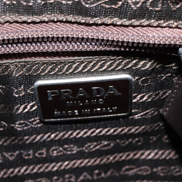 PRADA Shoulder Bag Leather Beige Silver Auth 109082