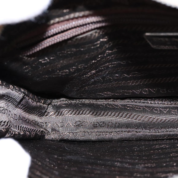 PRADA Shoulder Bag Leather Beige Silver Auth 109082