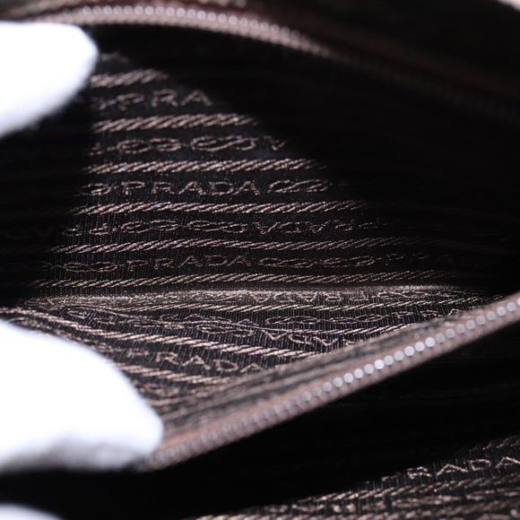 PRADA Shoulder Bag Leather Beige Silver Auth 109082