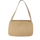 PRADA Shoulder Bag Leather Beige Silver Auth 109082-2