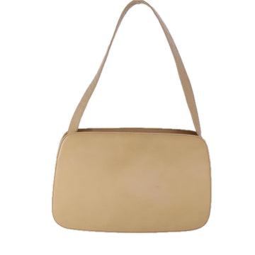 PRADA Shoulder Bag Leather Beige Silver Auth 109082 - 0