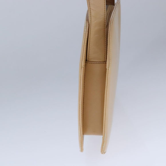 PRADA Shoulder Bag Leather Beige Silver Auth 109082