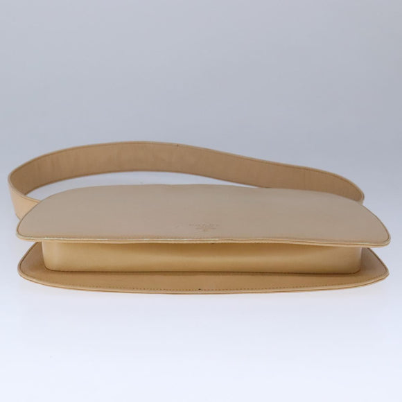 PRADA Shoulder Bag Leather Beige Silver Auth 109082