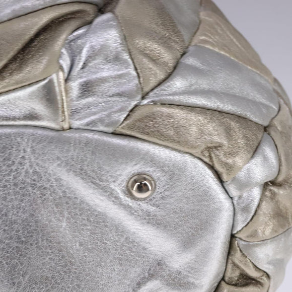 Miu Miu Tote Bag Leather 2way Silver Auth 109096