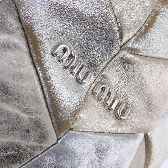 Miu Miu Tote Bag Leather 2way Silver Auth 109096