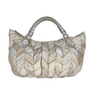 Miu Miu Tote Bag Leather 2way Silver Auth 109096-13