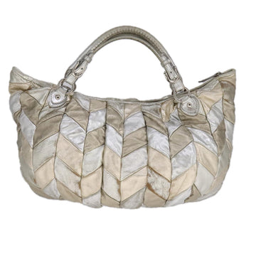 Miu Miu Tote Bag Leather 2way Silver Auth 109096 - 0