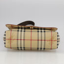 BURBERRY Nova Check Shoulder Bag PVC Leather Beige Brown gold Auth 109099-5