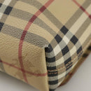 BURBERRY Nova Check Shoulder Bag PVC Leather Beige Brown gold Auth 109099-16