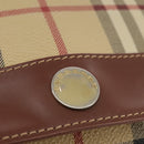 BURBERRY Nova Check Shoulder Bag PVC Leather Beige Brown gold Auth 109099-17