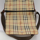 BURBERRY Nova Check Shoulder Bag PVC Leather Beige Brown gold Auth 109099-18