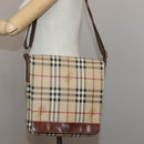 BURBERRY Nova Check Shoulder Bag PVC Leather Beige Brown gold Auth 109099-24
