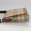 BURBERRY Nova Check Shoulder Bag PVC Leather Beige Brown gold Auth 109099-3