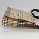 BURBERRY Nova Check Shoulder Bag PVC Leather Beige Brown gold Auth 109099-4