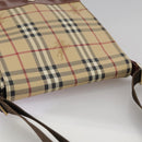 BURBERRY Nova Check Shoulder Bag PVC Leather Beige Brown gold Auth 109099-6
