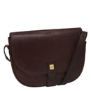 Christian Dior Shoulder Bag Leather Bordeaux Gold Auth 109198-1