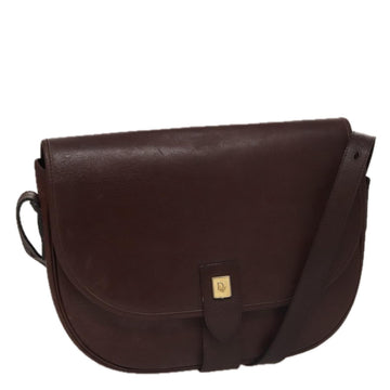 Christian Dior Shoulder Bag Leather Bordeaux Gold Auth 109198