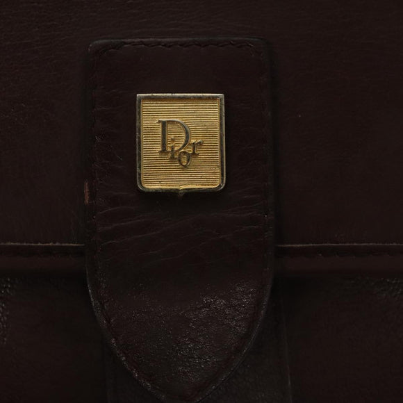 Christian Dior Shoulder Bag Leather Bordeaux Gold Auth 109198