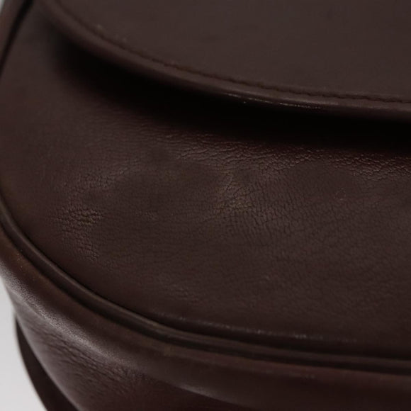 Christian Dior Shoulder Bag Leather Bordeaux Gold Auth 109198