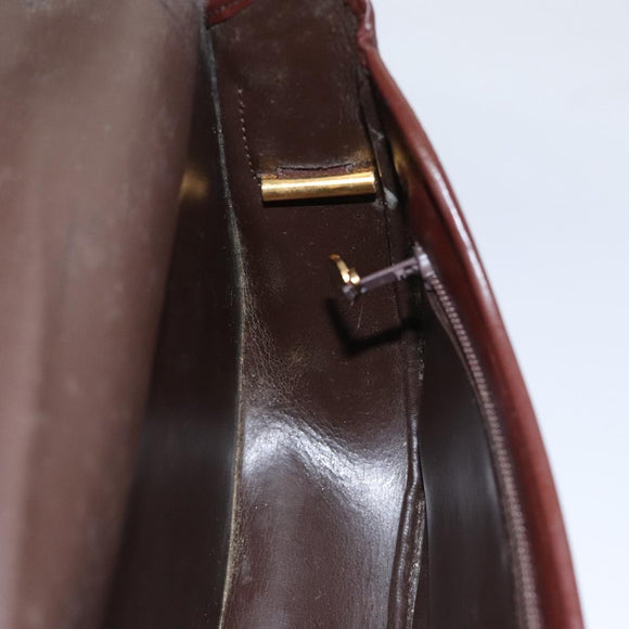 Christian Dior Shoulder Bag Leather Bordeaux Gold Auth 109198