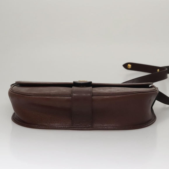 Christian Dior Shoulder Bag Leather Bordeaux Gold Auth 109198