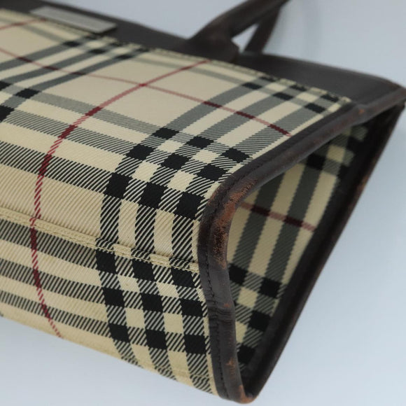 BURBERRY Nova Check Hand Bag Canvas Beige Auth 109208
