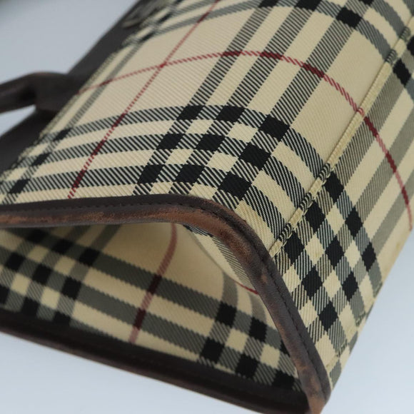BURBERRY Nova Check Hand Bag Canvas Beige Auth 109208