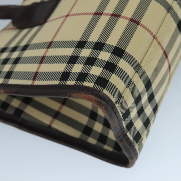 BURBERRY Nova Check Hand Bag Canvas Beige Auth 109208