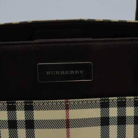 BURBERRY Nova Check Hand Bag Canvas Beige Auth 109208