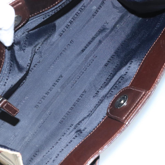 BURBERRY Nova Check Hand Bag Canvas Beige Auth 109208