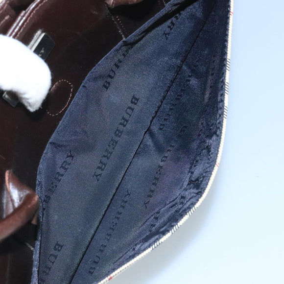 BURBERRY Nova Check Hand Bag Canvas Beige Auth 109208