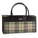 BURBERRY Nova Check Hand Bag Canvas Beige Auth 109208-1