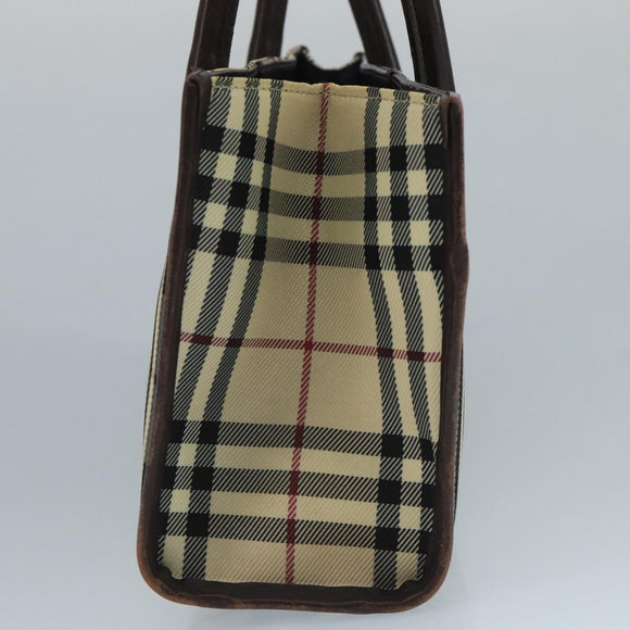 BURBERRY Nova Check Hand Bag Canvas Beige Auth 109208
