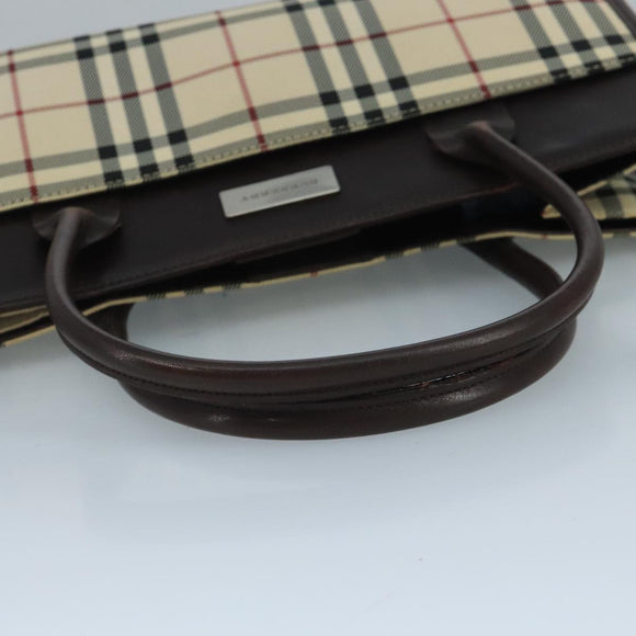 BURBERRY Nova Check Hand Bag Canvas Beige Auth 109208