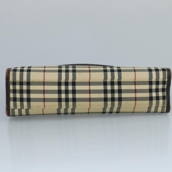 BURBERRY Nova Check Hand Bag Canvas Beige Auth 109208