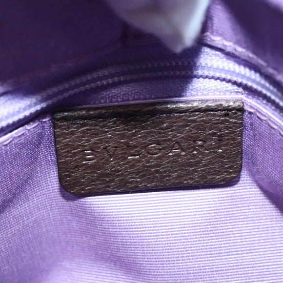 BVLGARI Hand Bag Canvas Beige Auth 109212